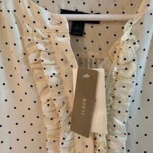 J. Crew Black and Cream Polka Dot Silk Dress Sleeveless Size 6 NEW!!!